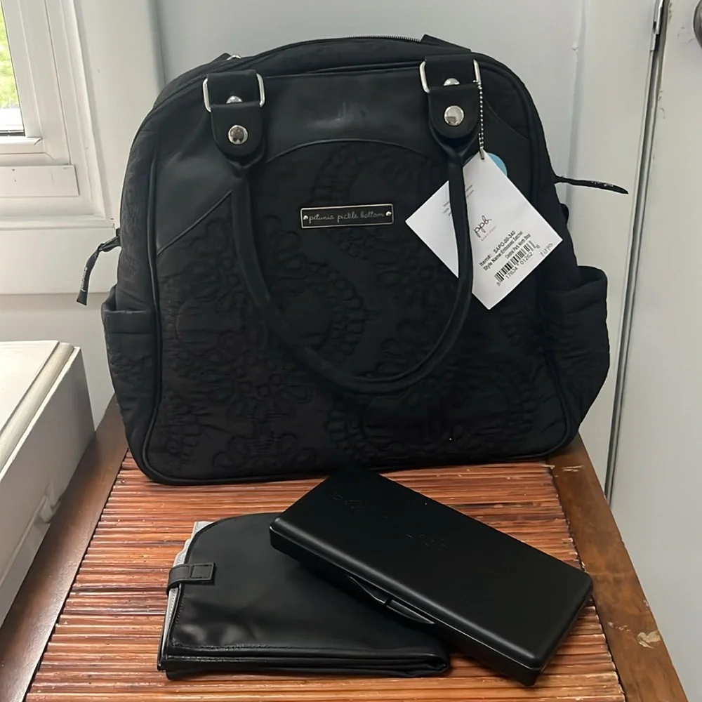 Petunia Pickle Bottom Central Park North Stop Embossed Satchel Diaper Bag,NWT